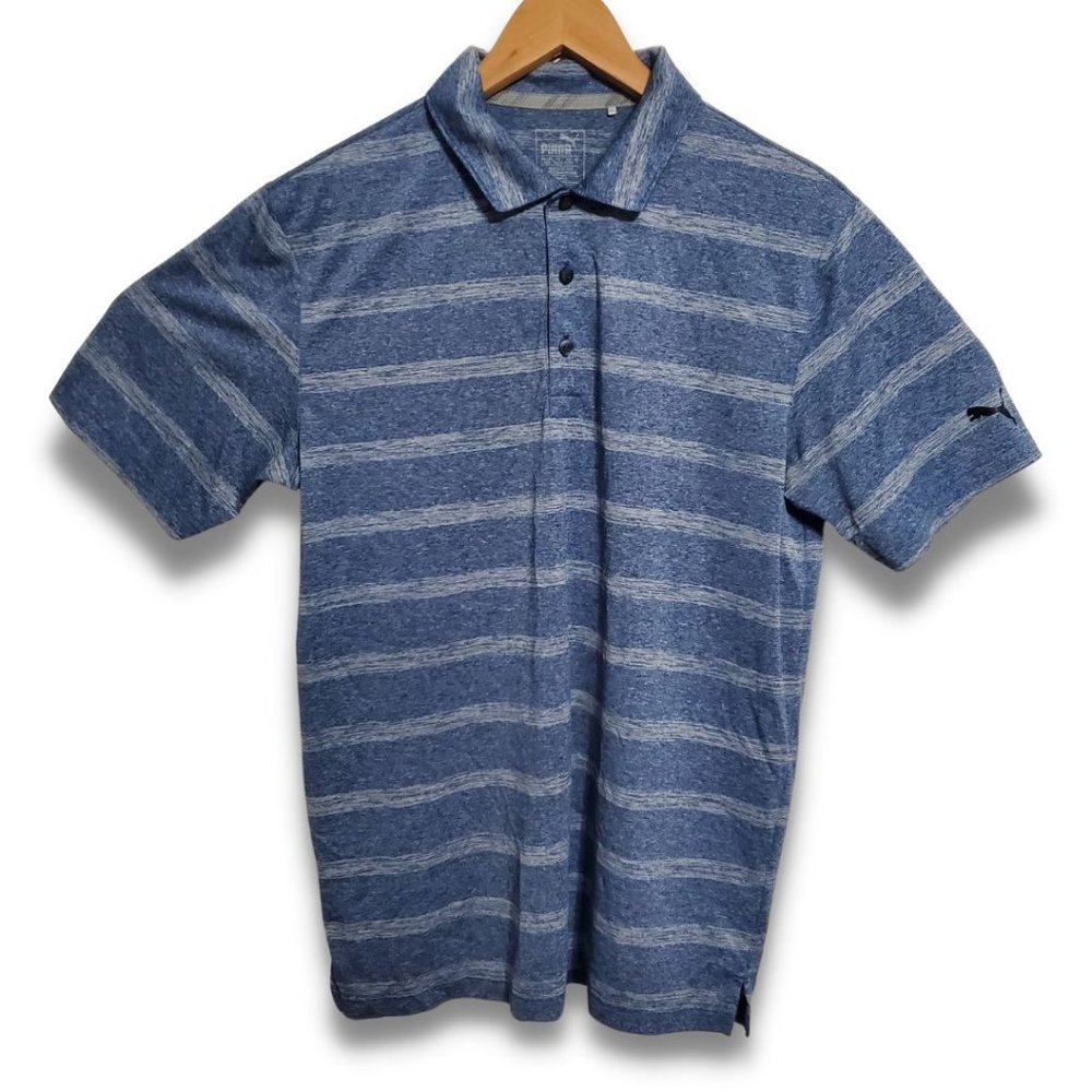 PUMA Men's Medium Short Sleeve Performance Wicking Blue GOLF Polo Shirt